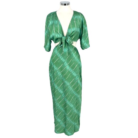 Runaway the Label Kayla Nori Cutout Dress Nori Green Print Size Medium NWT - Picture 1 of 16